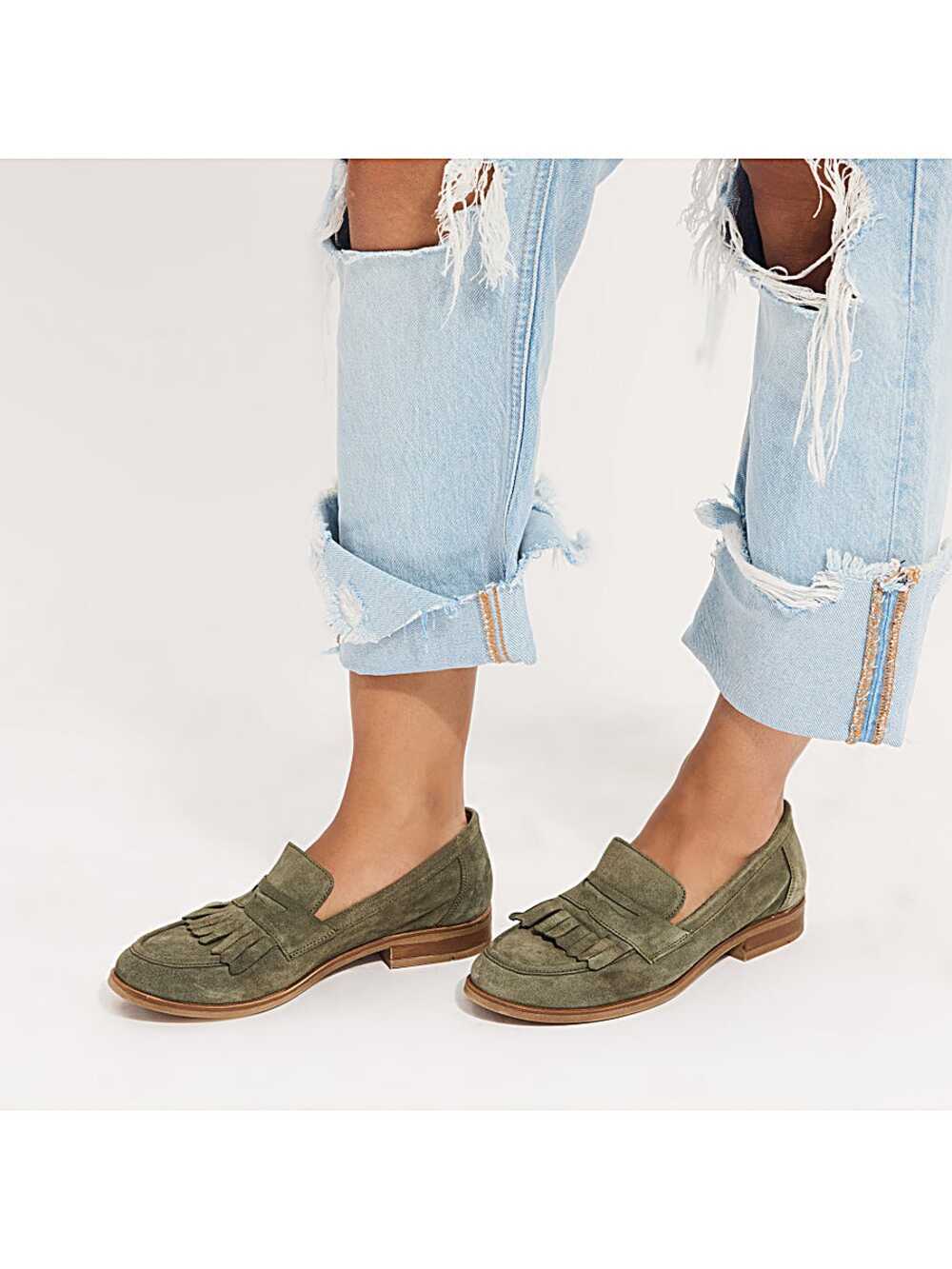 Miz Mooz 42 Ilona loafers suede flats  forest laurel green sz 11 new in box $160